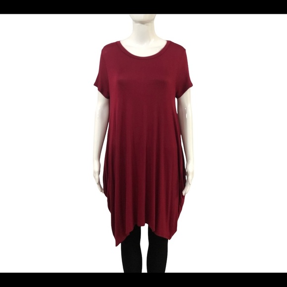 Love In Womans Size S Tunic Top Dress Blouson Oversized Red Wine Pockets Boho - Picture 5 of 13
